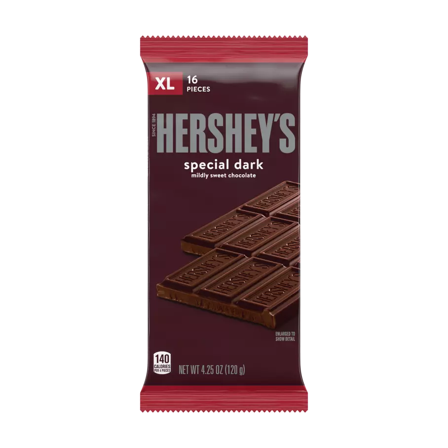 HERSHEY'S SPECIAL DARK Mildly Sweet Chocolate XL Candy Bar, 4.25 oz - Front of Package