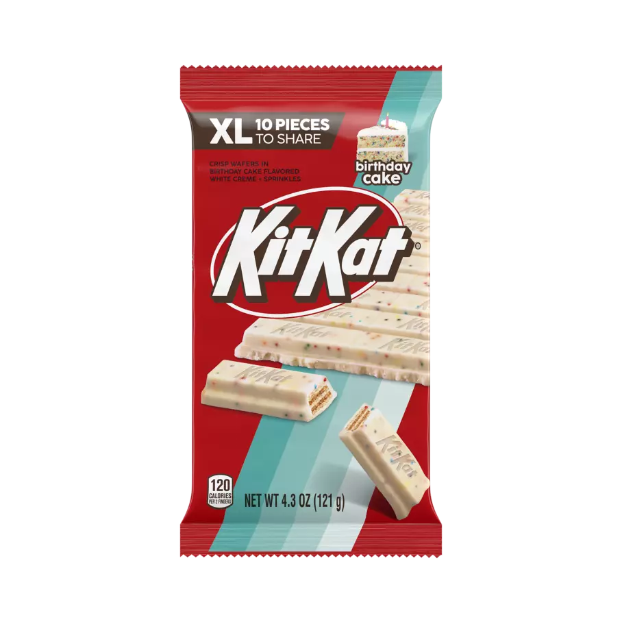 KIT KAT® Birthday Cake XL Candy Bar, 4.3 oz - Front of Package