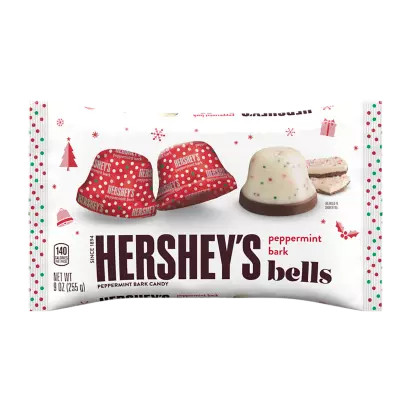 HERSHEY'S Peppermint Bark Bells, 9 oz bag