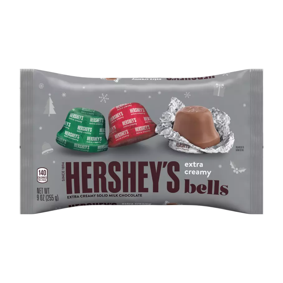 HERSHEY'S Holiday Milk Chocolate Bells, 9 oz bag - Front of Package