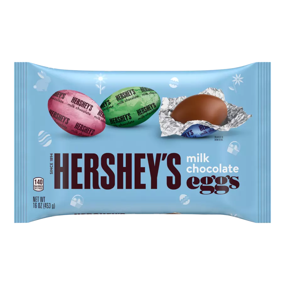 HERSHEY'S Easter Milk Chocolate Eggs, 16 oz bag - Front of Package