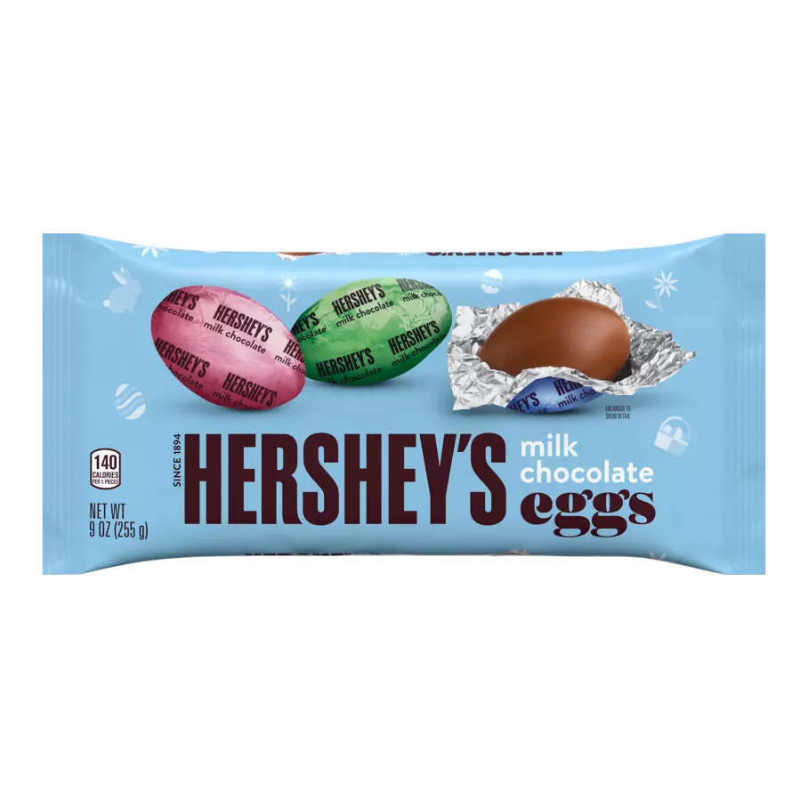 HERSHEY'S Easter Milk Chocolate Eggs, 9 oz bag - Front of Package