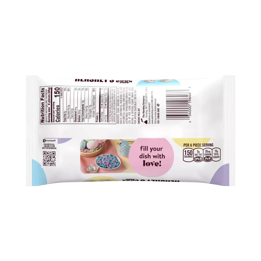 HERSHEY'S COOKIES 'N' CREME Polka Dot Eggs, 8.5 oz bag - Back of Package