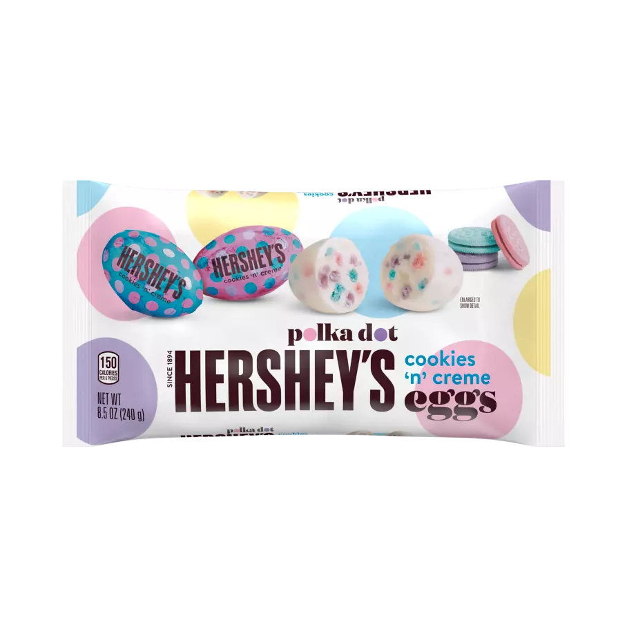 HERSHEY'S Cookies 'N' Creme Polka Dot Eggs, 8.5 oz bag - Front of Package