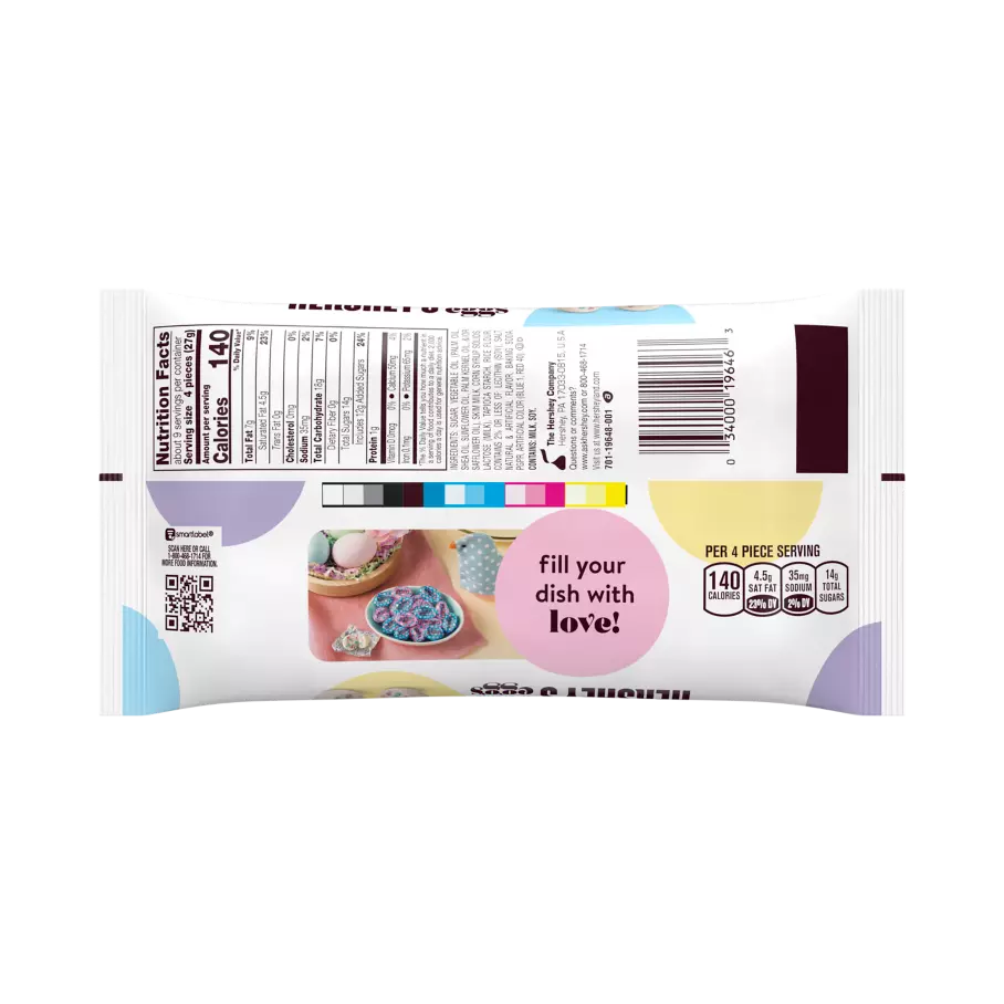 HERSHEY'S Cookies 'N' Creme Polka Dot Eggs, 8.5 oz bag - Back of Package
