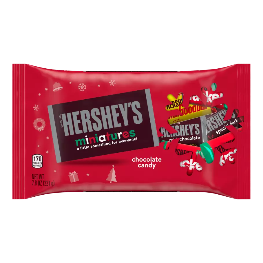 HERSHEY'S Holiday Miniatures Assortment, 7.8 oz bag - Front of Package
