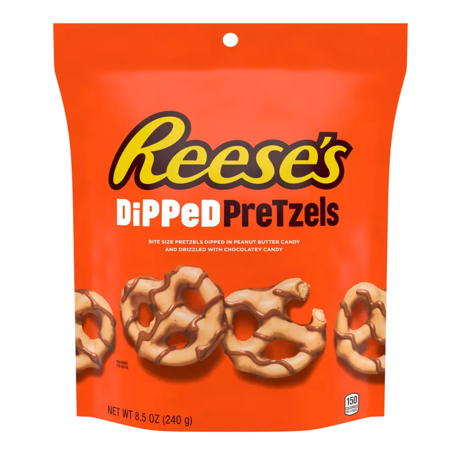 REESE'S Dipped Pretzels Chocolate Peanut Butter Snack, 8.5 oz bag - Front of Package