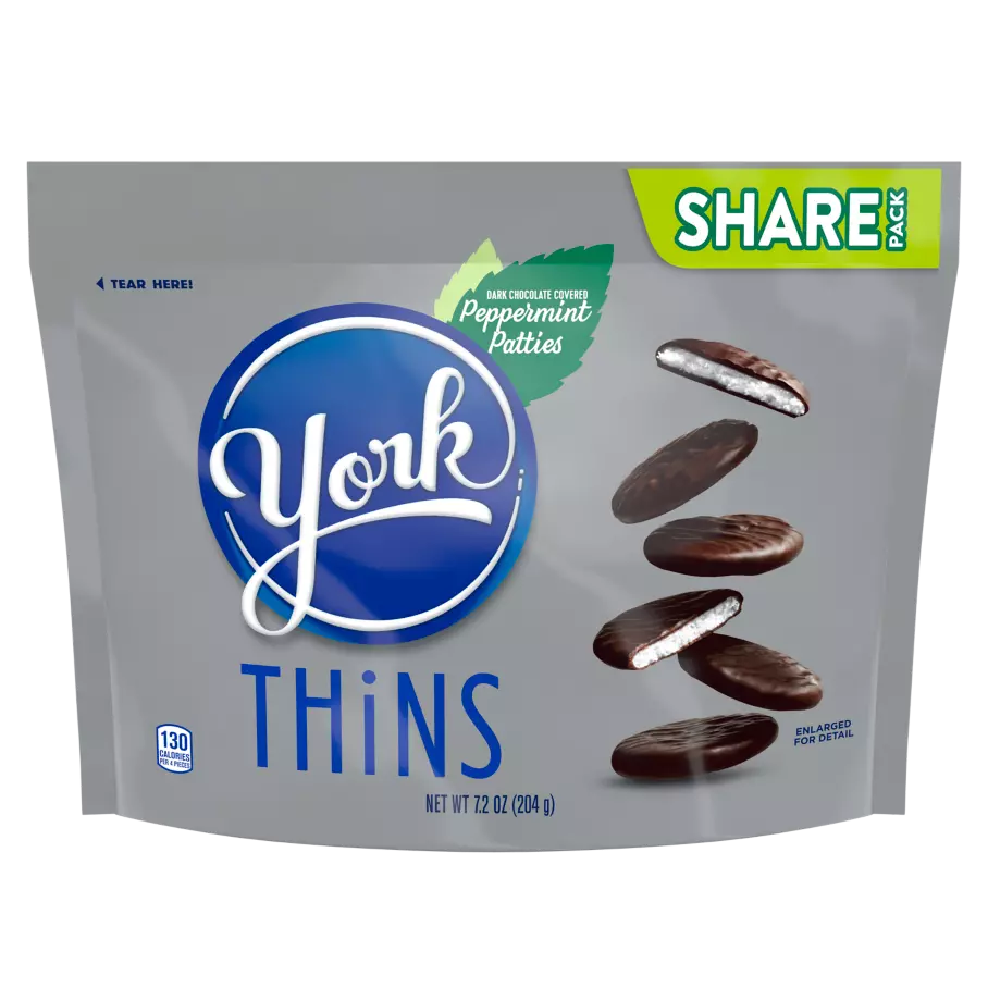 YORK THiNS Dark Chocolate Peppermint Patties, 7.2 oz pack - Front of Package
