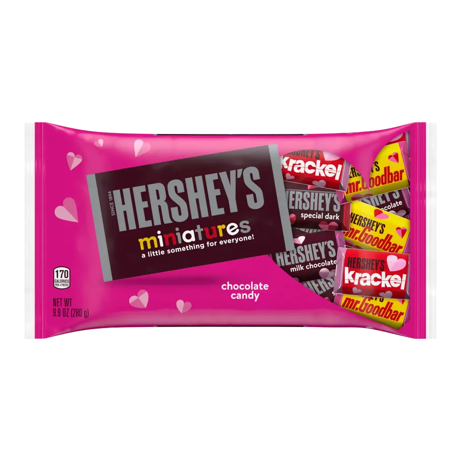 HERSHEY'S Valentine's Miniatures Assortment, 9.9 oz bag - Front of Package