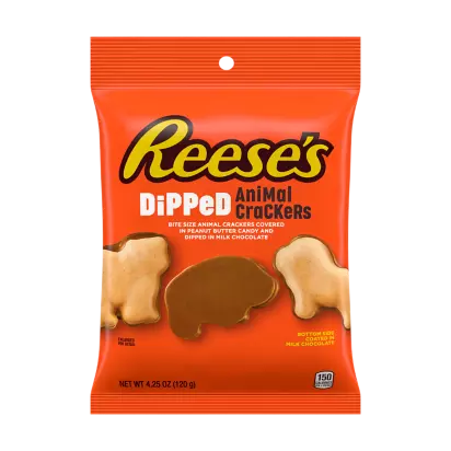 REESE'S DiPPeD Milk Chocolate Peanut Butter Animal Crackers, 4.25 oz bag