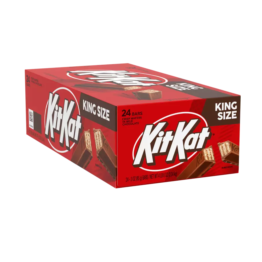 KIT KAT® Milk Chocolate King Size Candy Bars, 3 oz, 24 count box - Front of Package