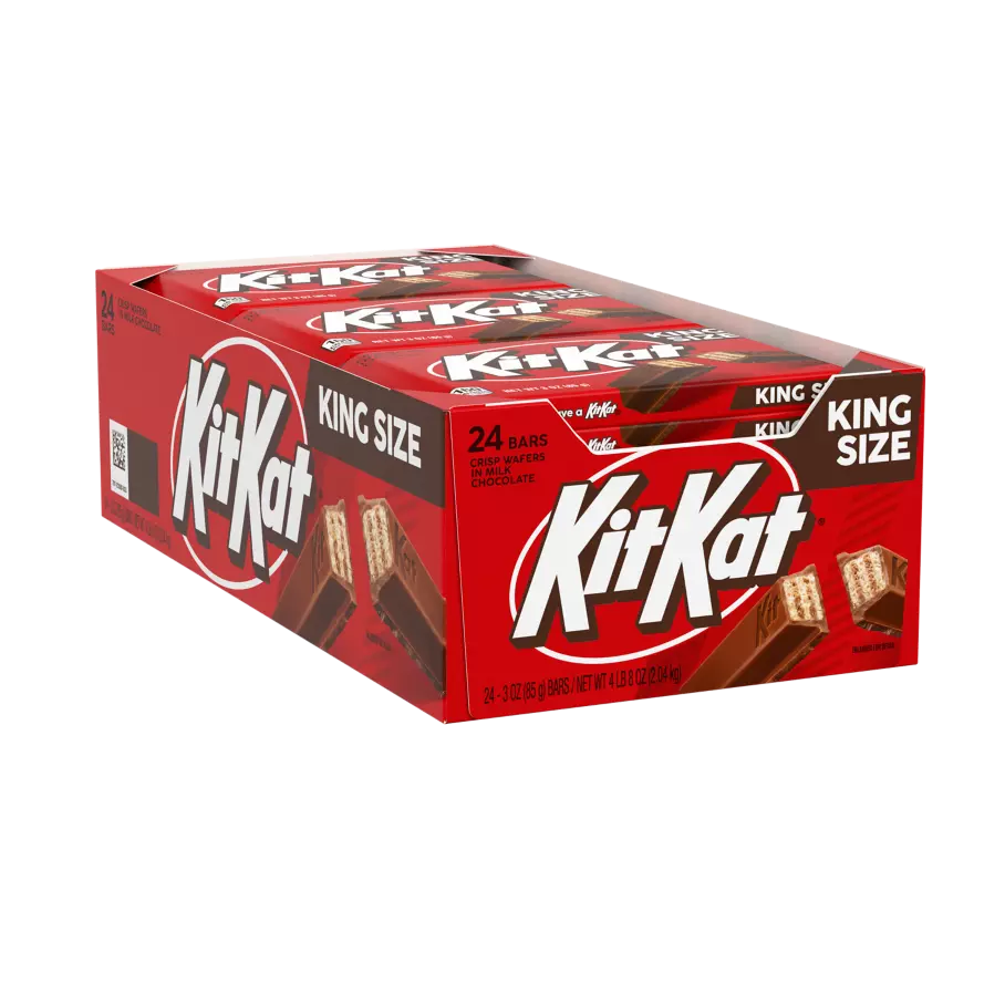 KIT KAT® Milk Chocolate King Size Candy Bars, 3 oz, 24 count box - Front of Package