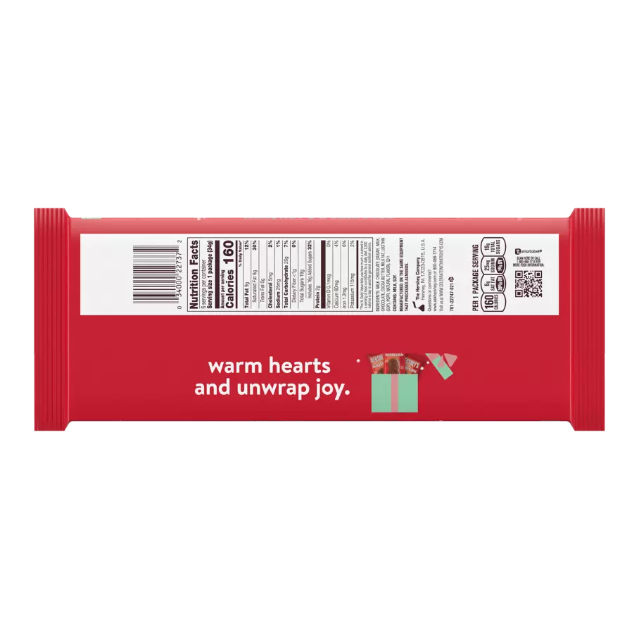 HERSHEY'S Milk Chocolate Santas, 1.2 oz, 6 pack - Back of Package