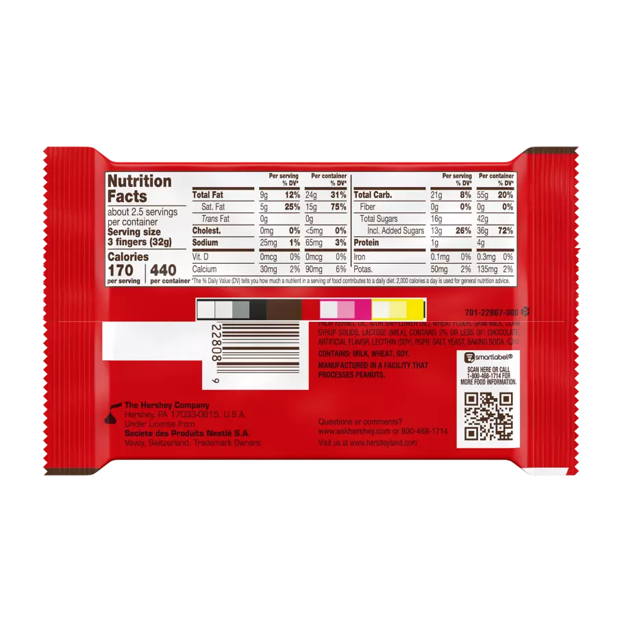 KIT KAT® Vanilla Flavored King Size Candy Bar, 3 oz - Back of Package