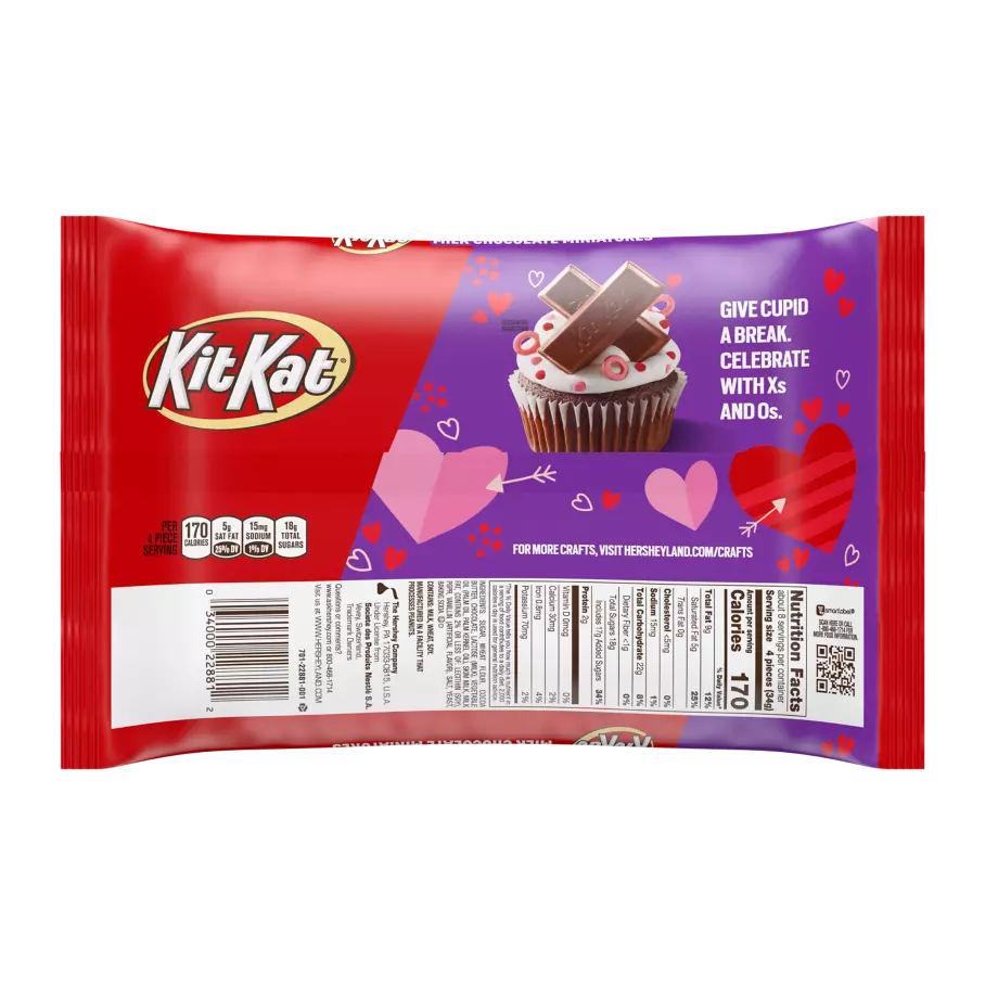 KIT KAT® Valentine's Milk Chocolate Miniatures Candy Bars, 9.6 oz bag - Back of Package