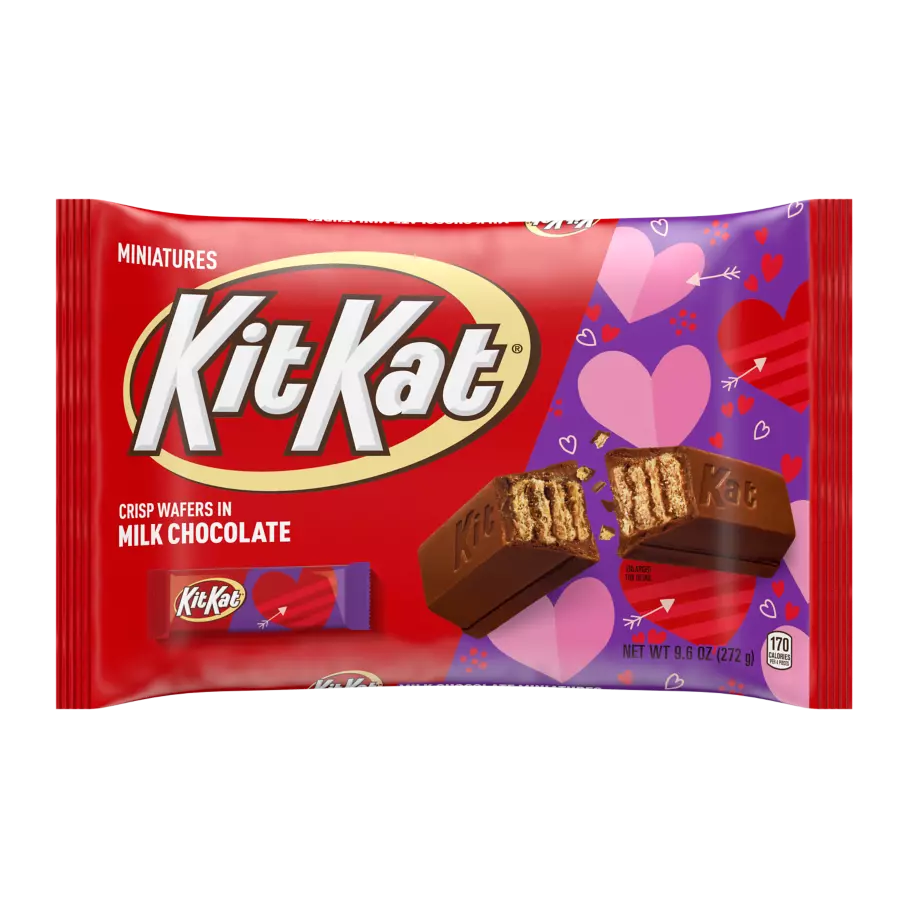 KIT KAT® Valentine's Milk Chocolate Miniatures Candy Bars, 9.6 oz bag - Front of Package