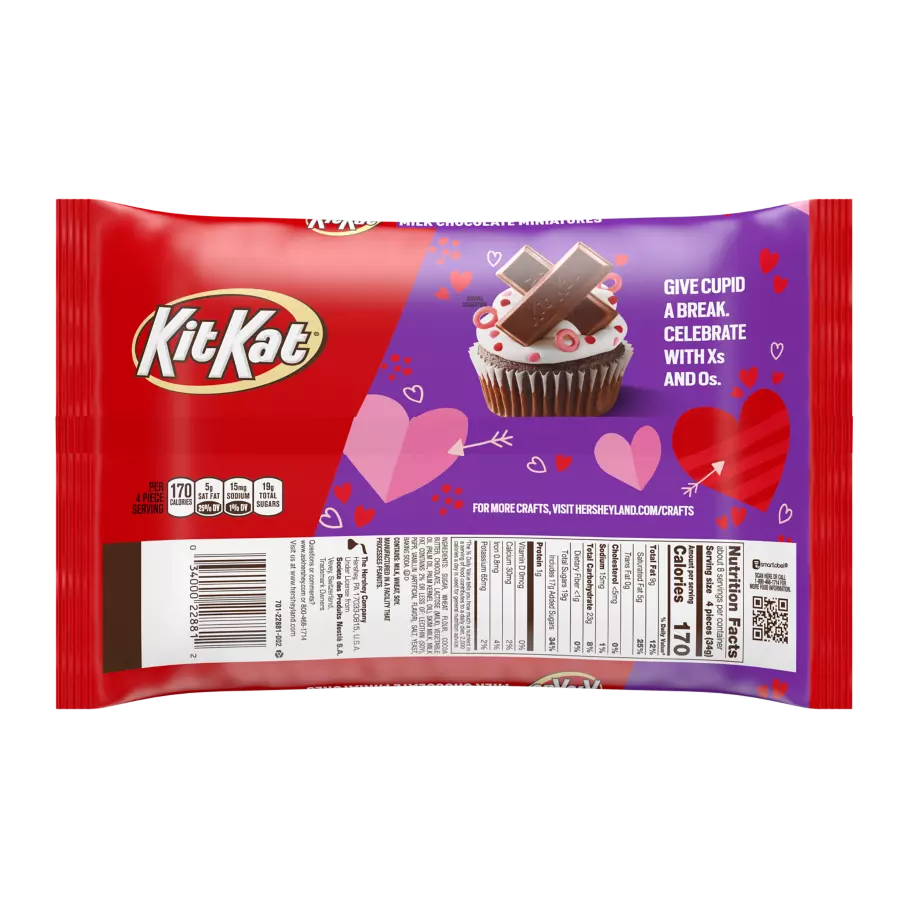 KIT KAT® Valentine's Milk Chocolate Miniatures Candy Bars, 9.6 oz bag - Back of Package