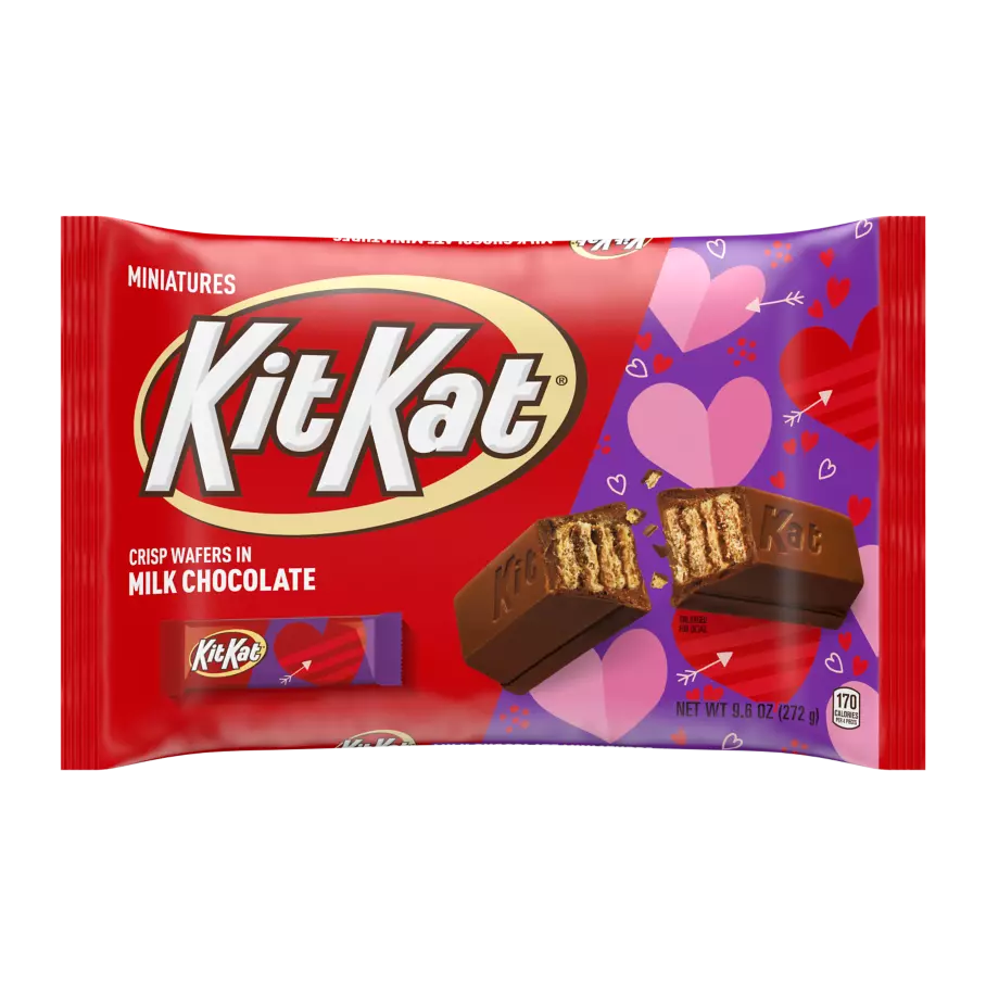 KIT KAT® Valentine's Milk Chocolate Miniatures Candy Bars, 9.6 oz bag - Front of Package