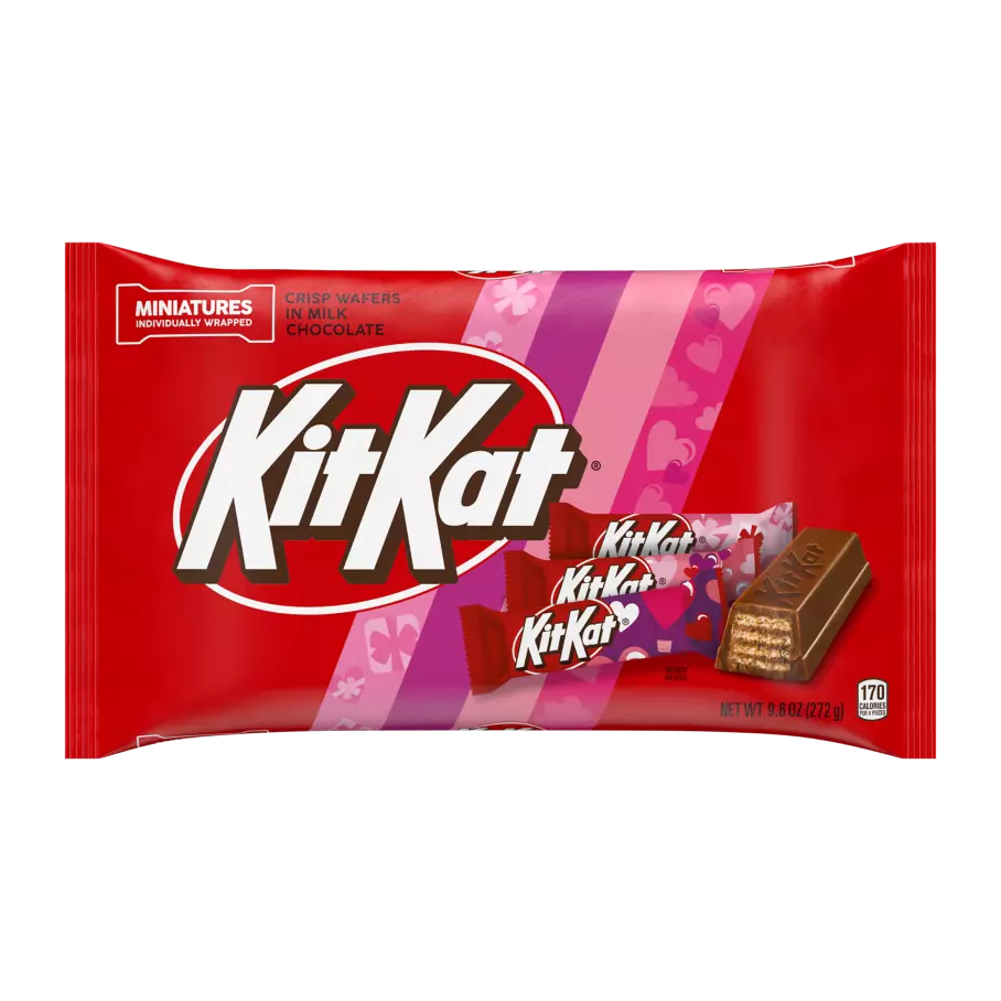 KIT KAT® Valentine's Milk Chocolate Miniatures Candy Bars, 9.6 oz bag - Front of Package