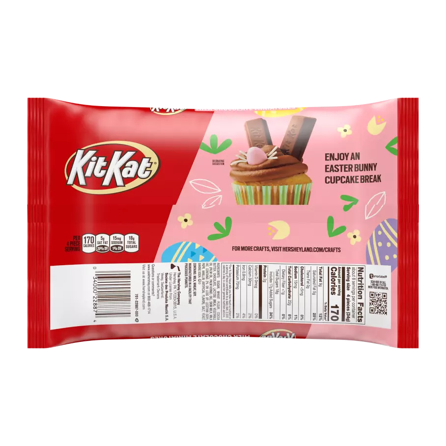 KIT KAT® Easter Milk Chocolate Miniatures Candy Bars, 9.6 oz bag - Back of Package