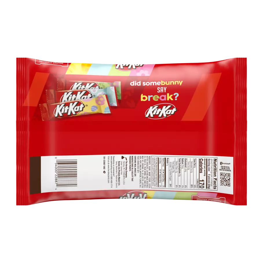 KIT KAT® Easter Milk Chocolate Miniatures Candy Bars, 9.6 oz bag - Back of Package