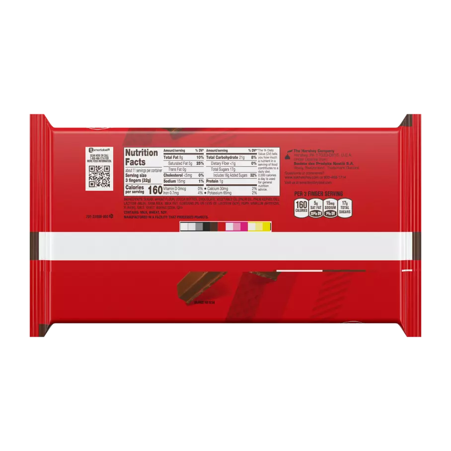 KIT KAT® Milk Chocolate King Size Candy Bars, 3 oz, 4 pack - Back of Package