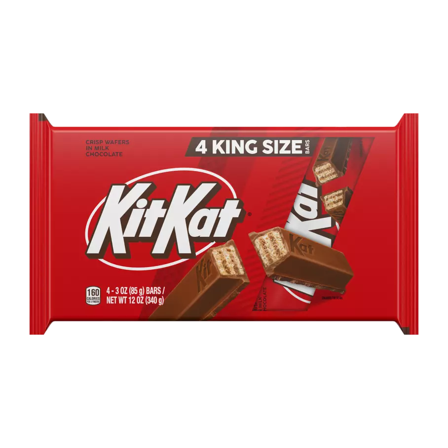 KIT KAT® Milk Chocolate King Size Candy Bars, 3 oz, 4 pack - Front of Package