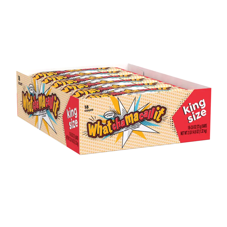 WHATCHAMACALLIT King Size Candy Bars, 2.6 oz, 18 count box - Front of Package