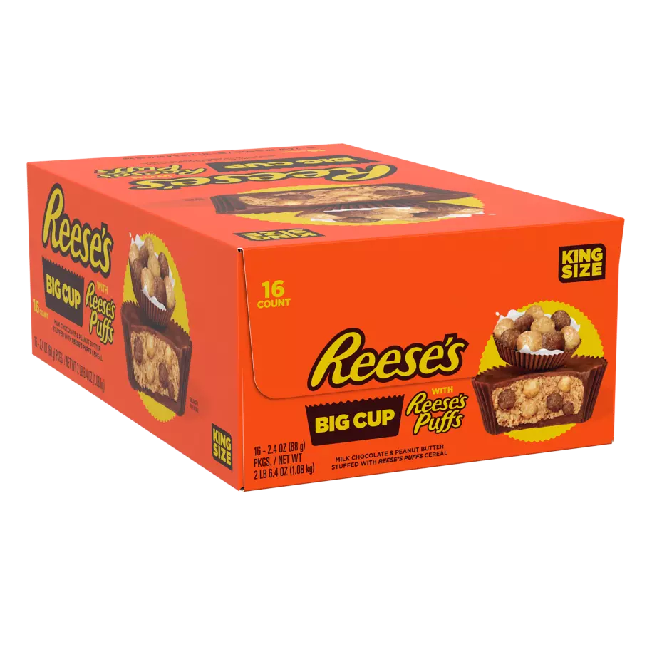 Reeses Big Cup With Reeses Puffs Cereal Milk Chocolate King Size Peanut Butter Cups 24 Oz 