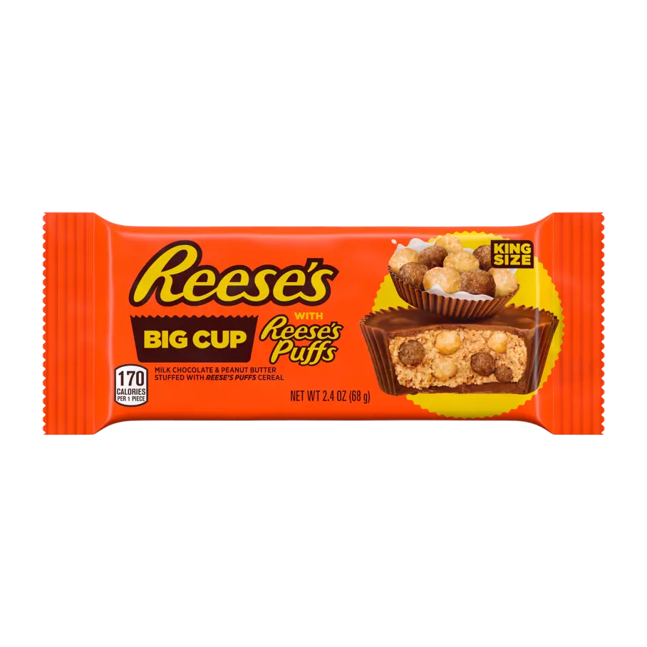 Reeses Big Cup With Reeses Puffs Cereal Milk Chocolate King Size Peanut Butter Cups 24 Oz