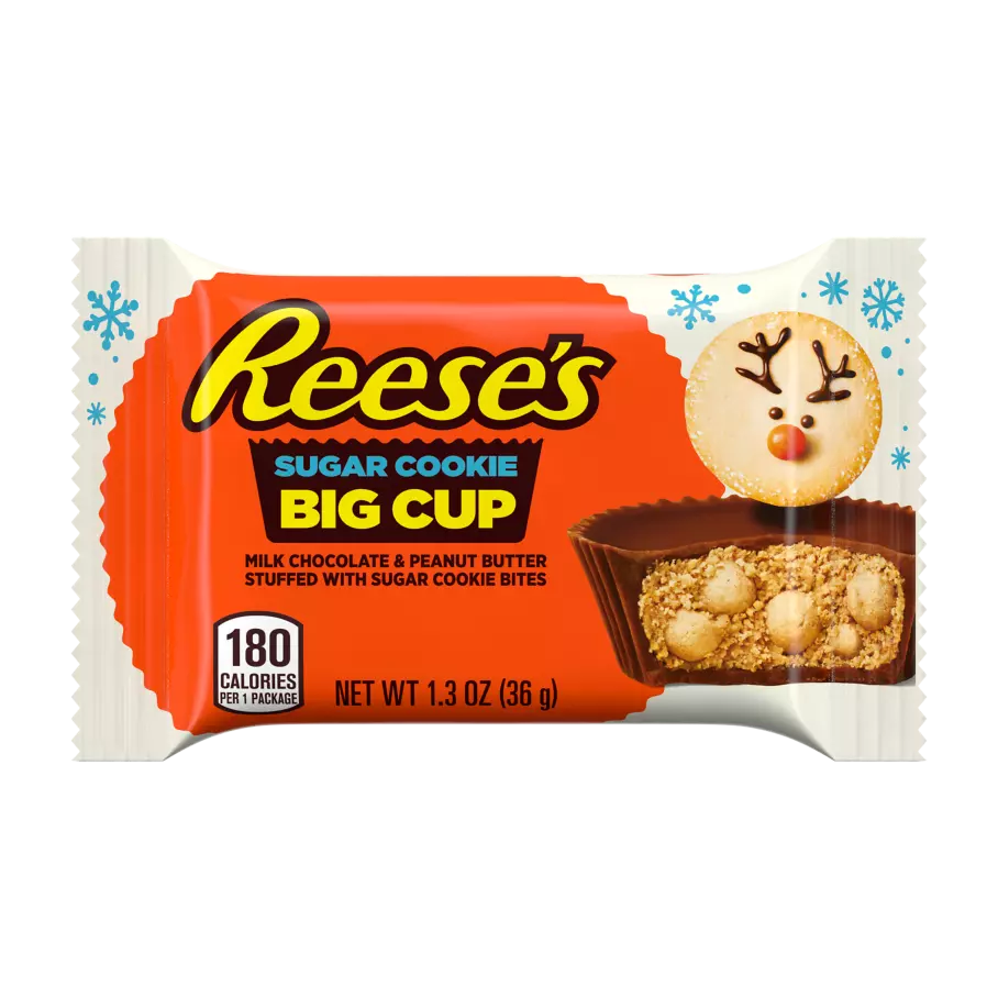 REESE'S Sugar Cookie Big Cup Milk Chocolate Peanut Butter Cup, 1.3 oz - Front of Package