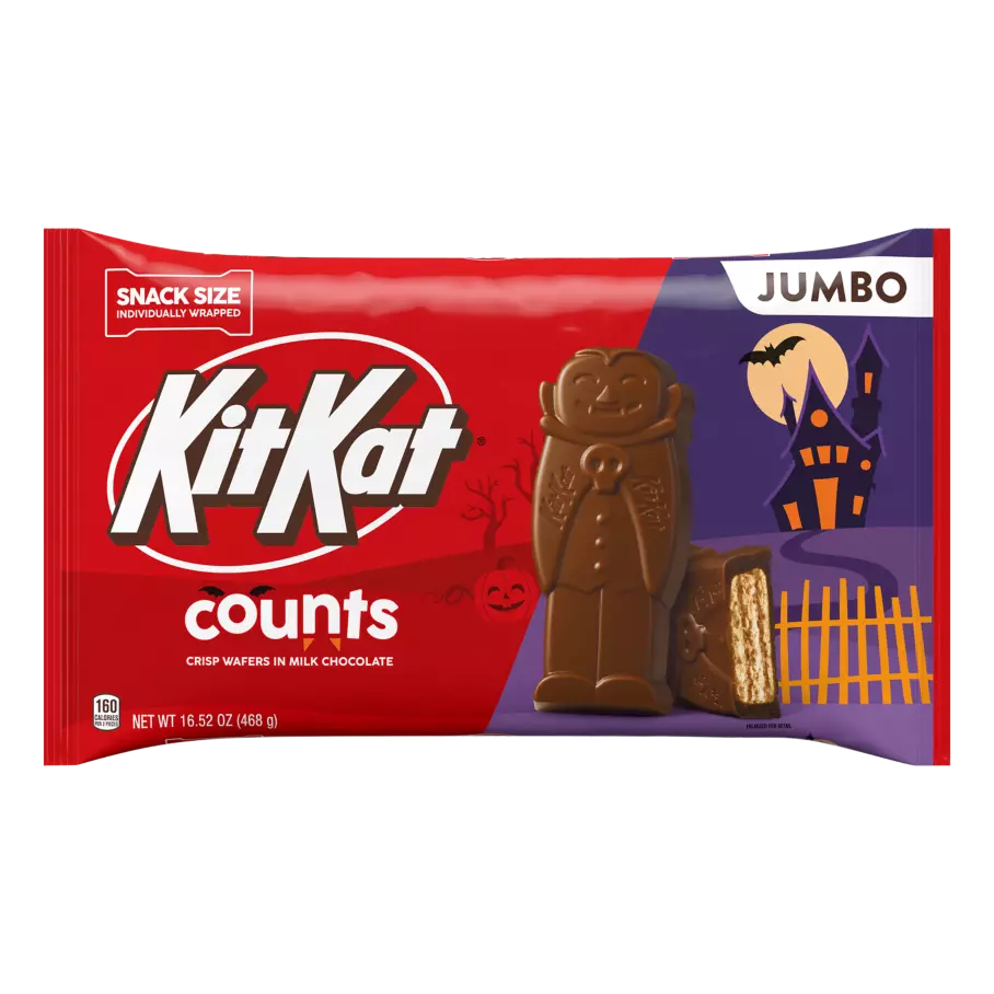 KIT KAT® Milk Chocolate Snack Size Counts, 16.52 oz jumbo bag - Front of Package
