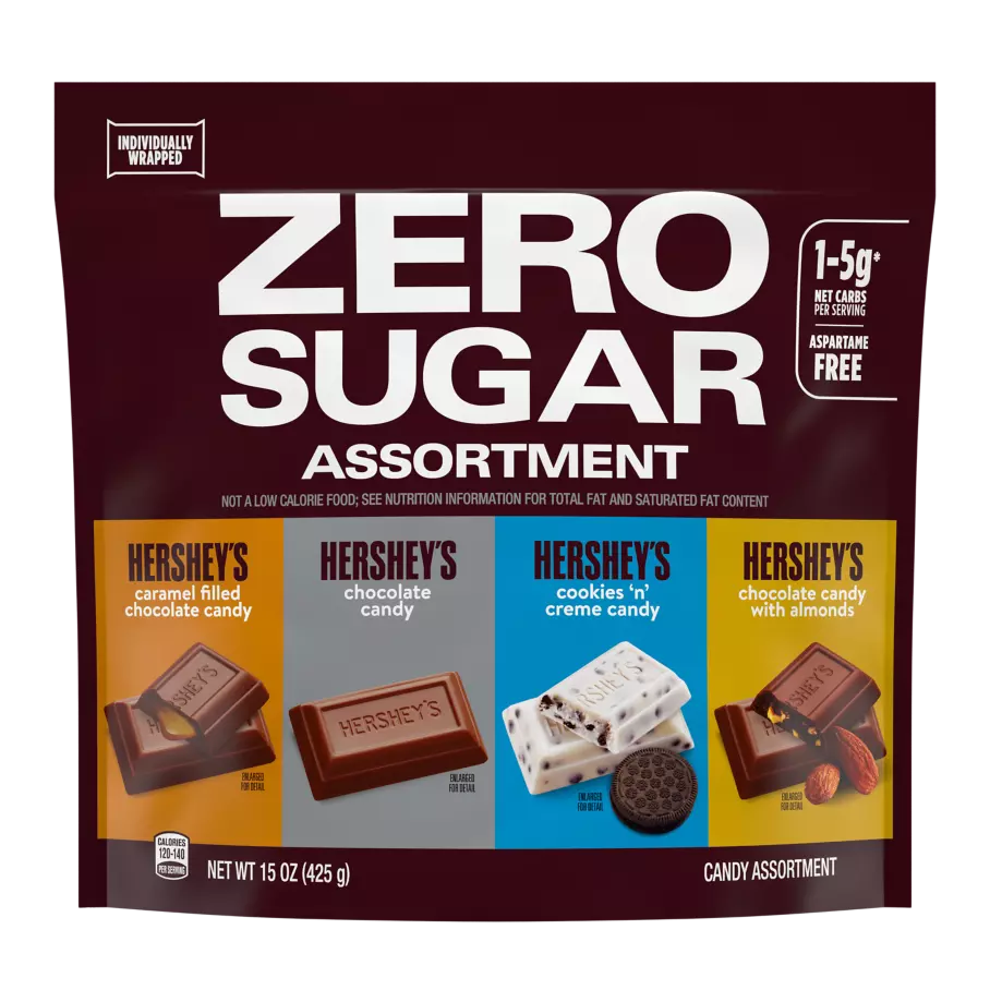 HERSHEY'S Zero Sugar Candy Assortment, 15 oz bag - Front of Package