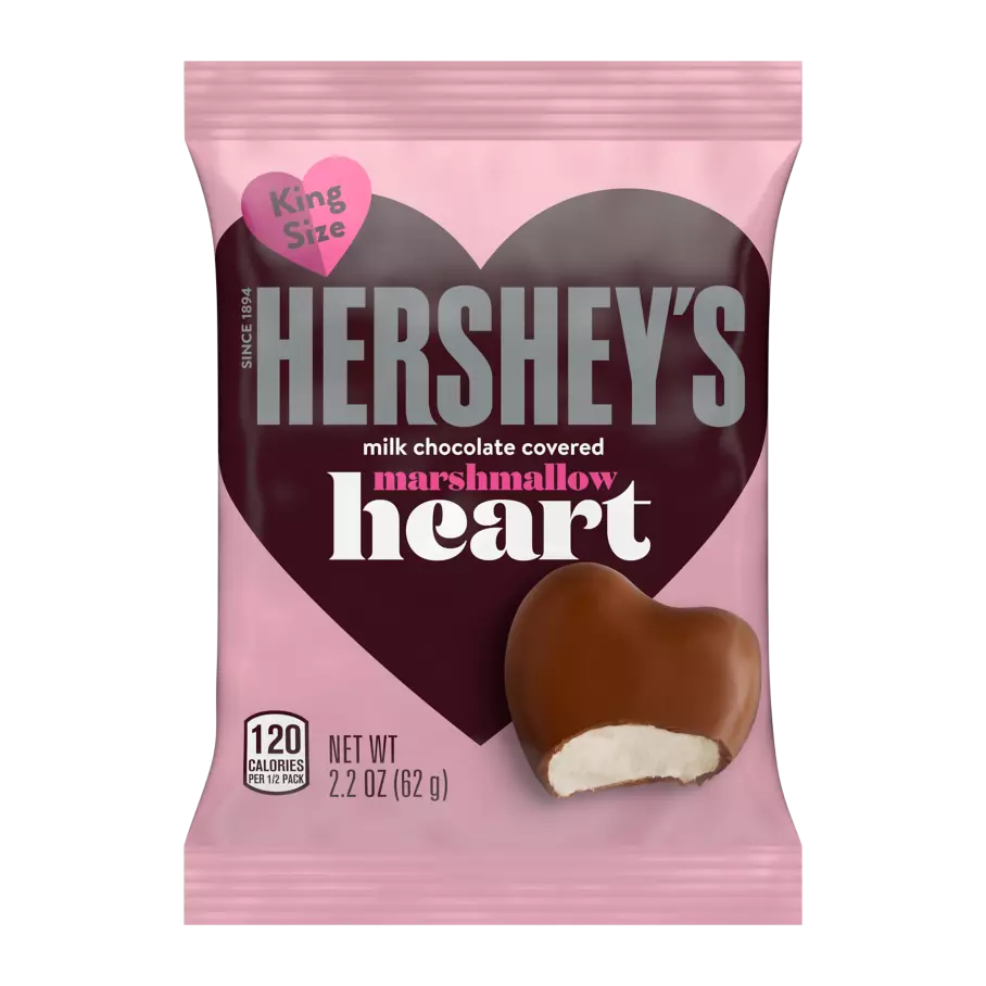 HERSHEY'S Milk Chocolate King Size Marshmallow Heart, 2.2 oz - Out of Package