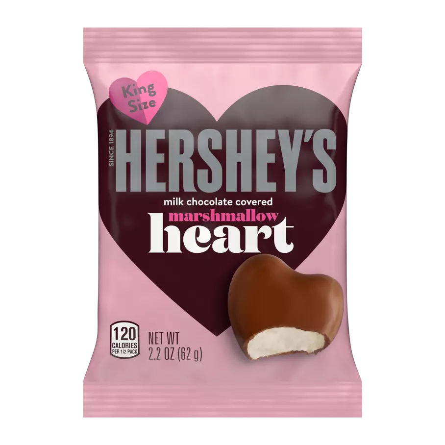 HERSHEY'S Milk Chocolate King Size Marshmallow Heart, 2.2 oz