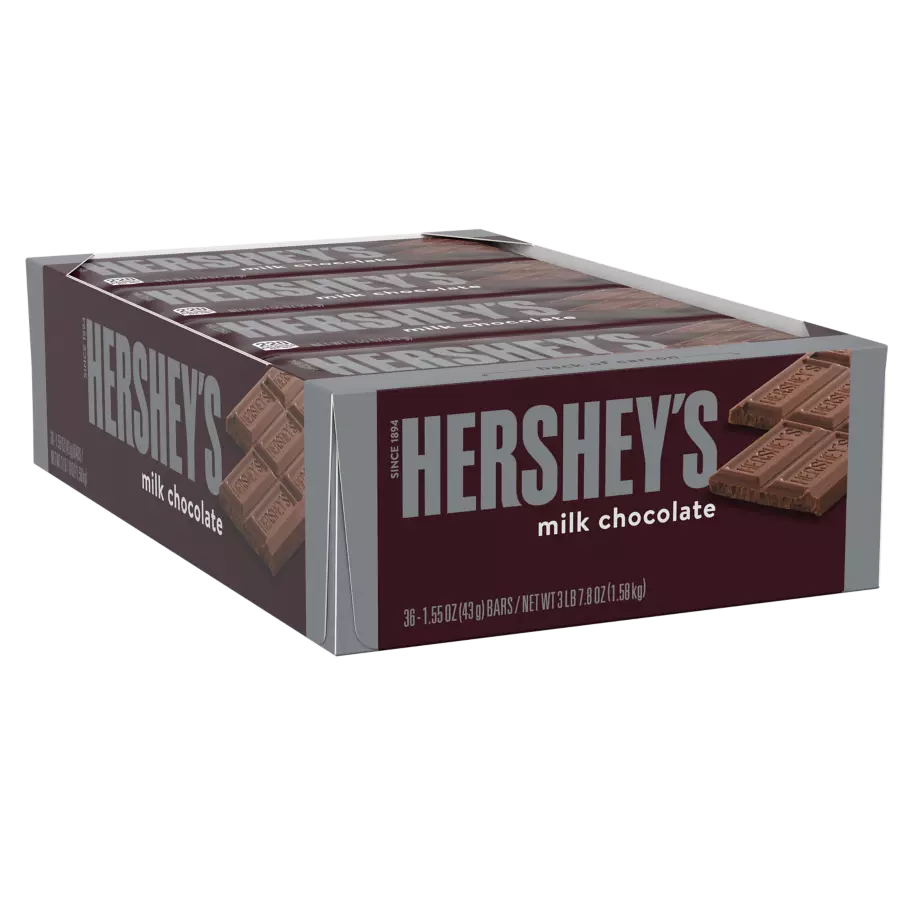 HERSHEY'S Milk Chocolate Candy Bars, 1.55 oz, 36 count box - Front of Package