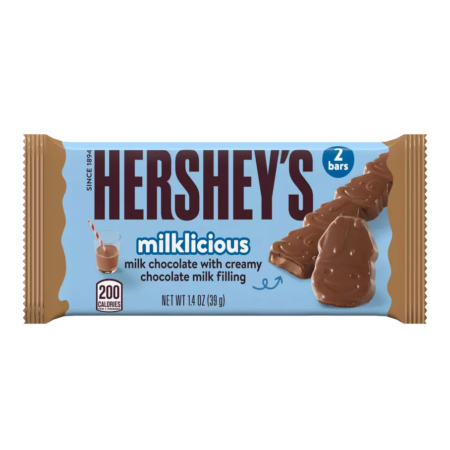 HERSHEY'S MILKLICIOUS Milk Chocolate Candy Bar, 1.4 oz - Front of Package