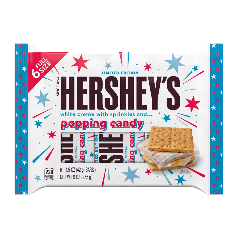 ubrugt Læge Kære HERSHEY'S White Creme with Sprinkles Popping Candy Bars, 1.5 oz, 6 pack