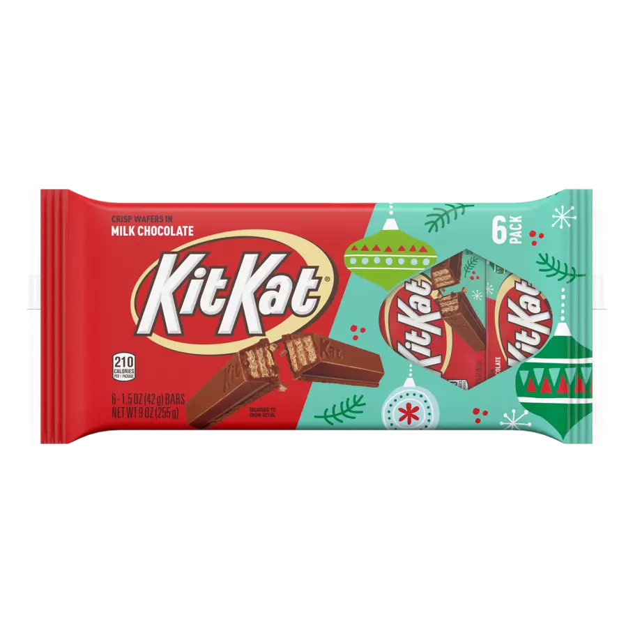 KIT KAT® Holiday Milk Chocolate Candy Bars, 1.5 oz, 6 pack - Front of Package