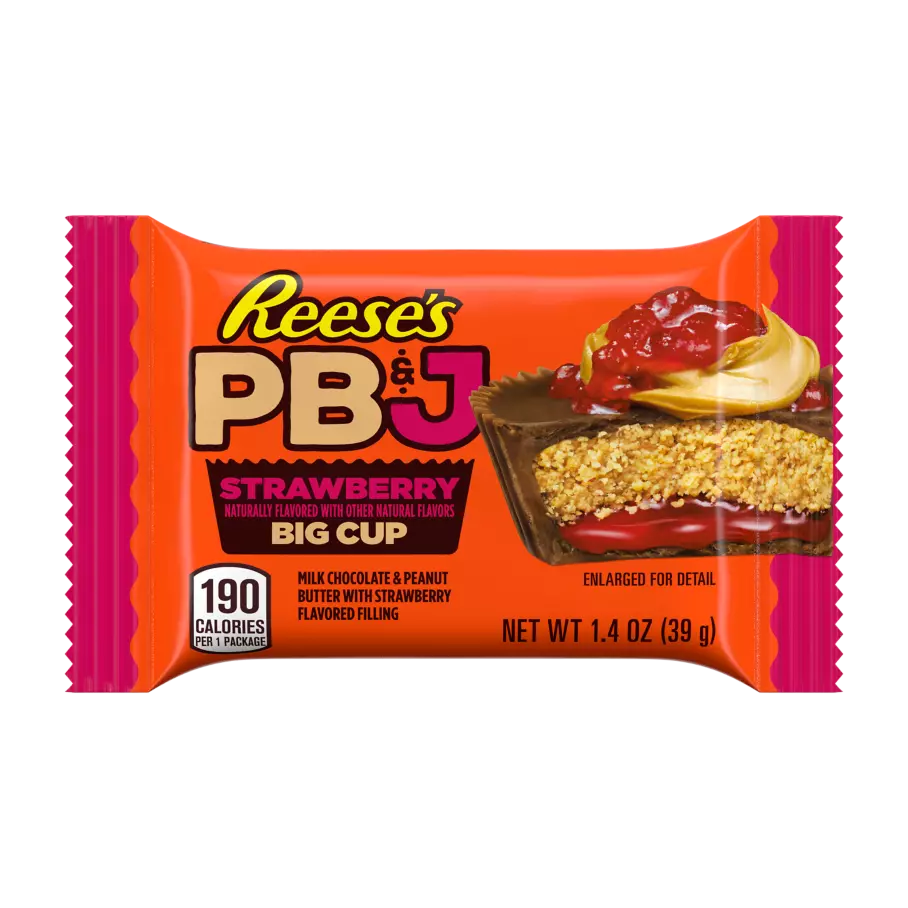 REESE'S PB&J Strawberry Big Cup Peanut Butter Cup, 1.4 oz - Front of Package