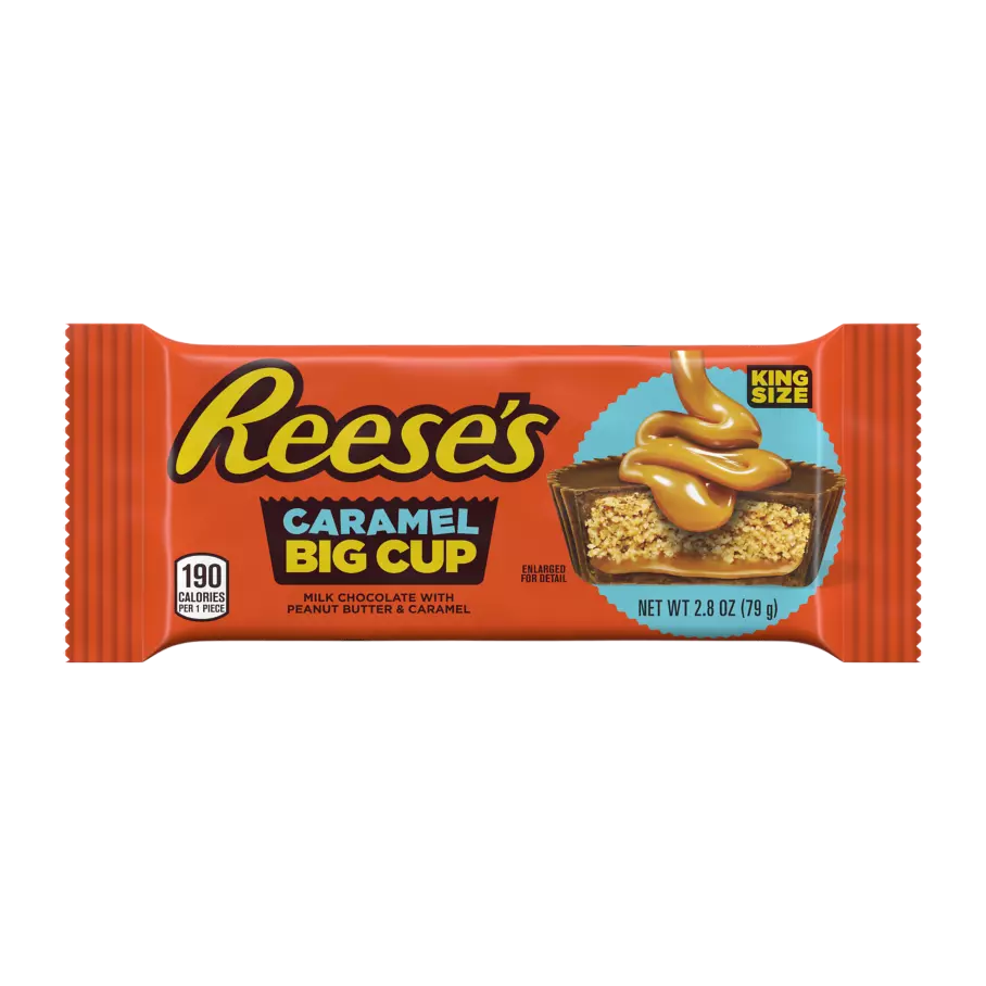 Reeses Big Cup With Caramel Milk Chocolate King Size Peanut Butter Cups 28 Oz 16 Count Box 