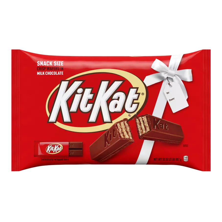 KIT KAT® Holiday Milk Chocolate Snack Size Candy Bars, 32 oz bag - Front of Package