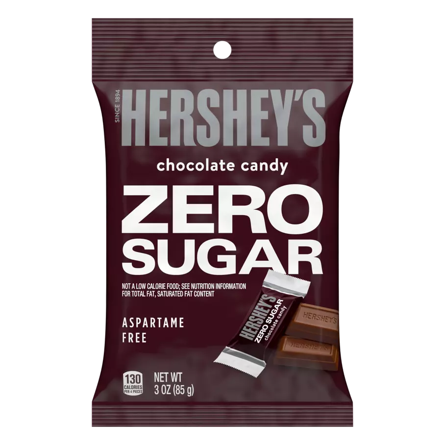 HERSHEY'S Zero Sugar Chocolate Candy, 3 oz bag - Front of Package