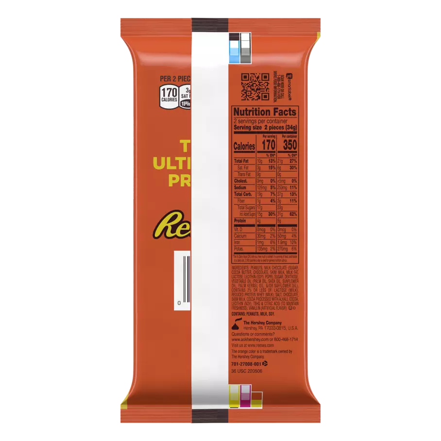 REESE'S Milk Chocolate Peanut Butter Snack Size Medals, 2.4 oz, 4 pack - Back of Package