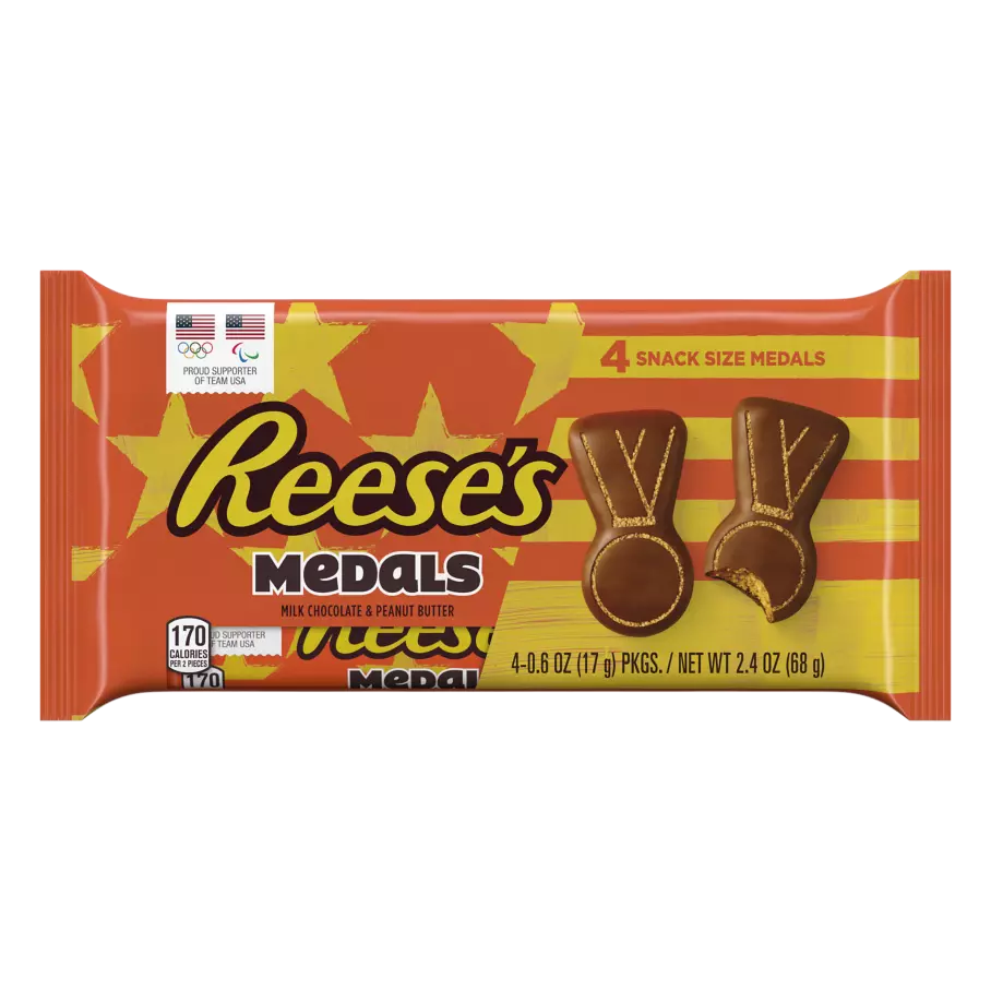 REESE'S Milk Chocolate Peanut Butter Snack Size Medals, 2.4 oz, 4 pack