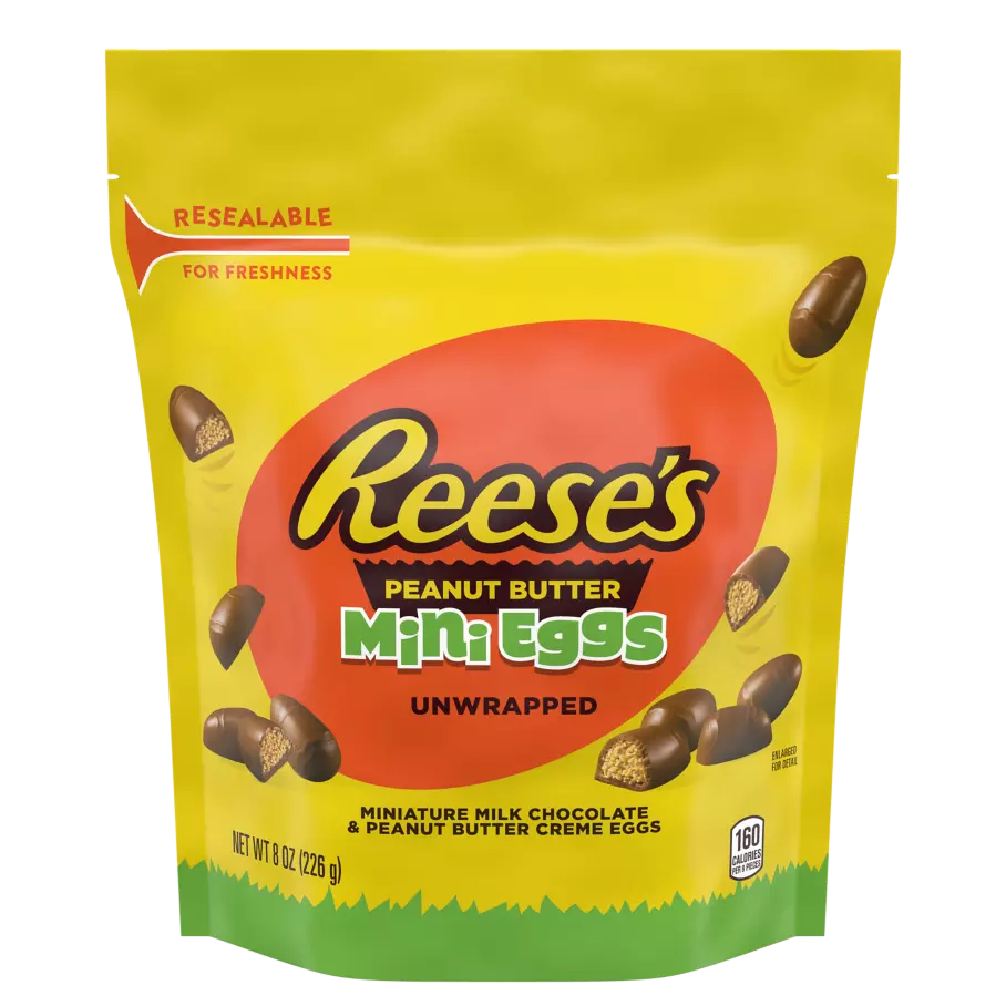 REESE'S Milk Chocolate Peanut Butter Mini Eggs, 8 oz bag - Front of Package