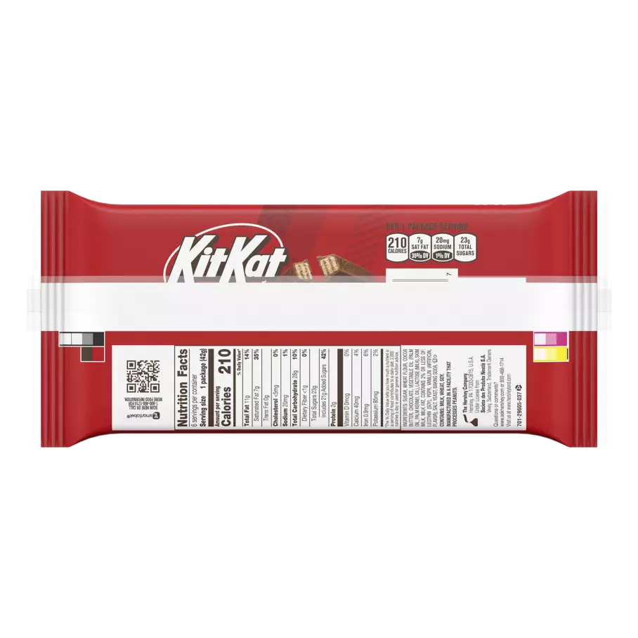 KIT KAT® Milk Chocolate Candy Bars, 1.5 oz, 6 pack - Back of Package