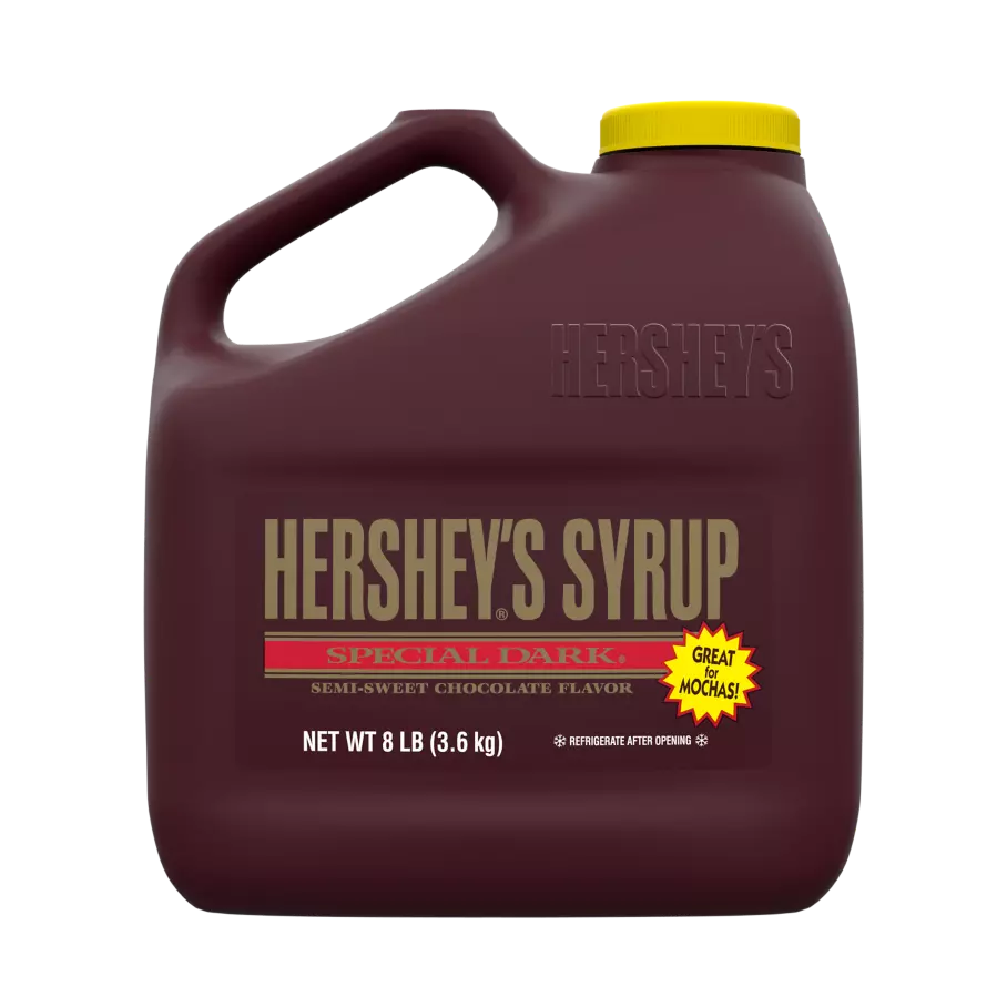 HERSHEY'S SPECIAL DARK Semi-Sweet Chocolate Syrup, 32 lb box, 4 jugs