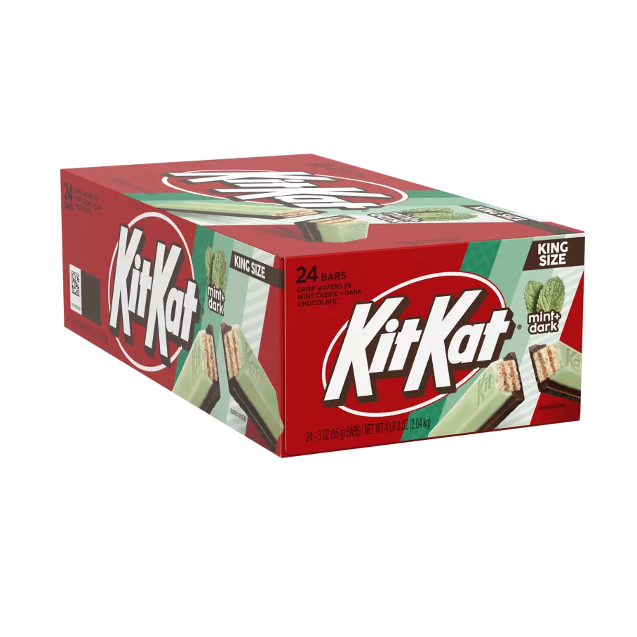 KIT KAT® DUOS Mint and Dark Chocolate King Size Candy Bars, 3 oz, 24 count box - Front of Package