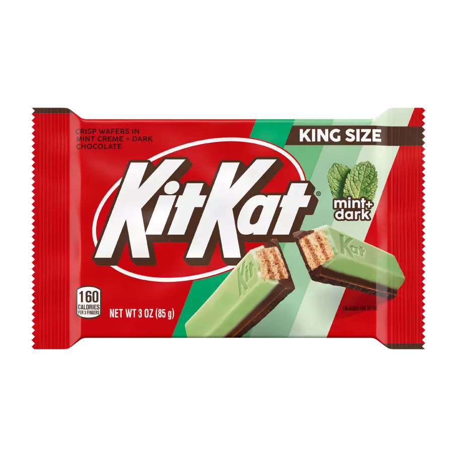KIT KAT® DUOS Mint and Dark Chocolate King Size Candy Bars, 3 oz, 24 count box - Out of Package